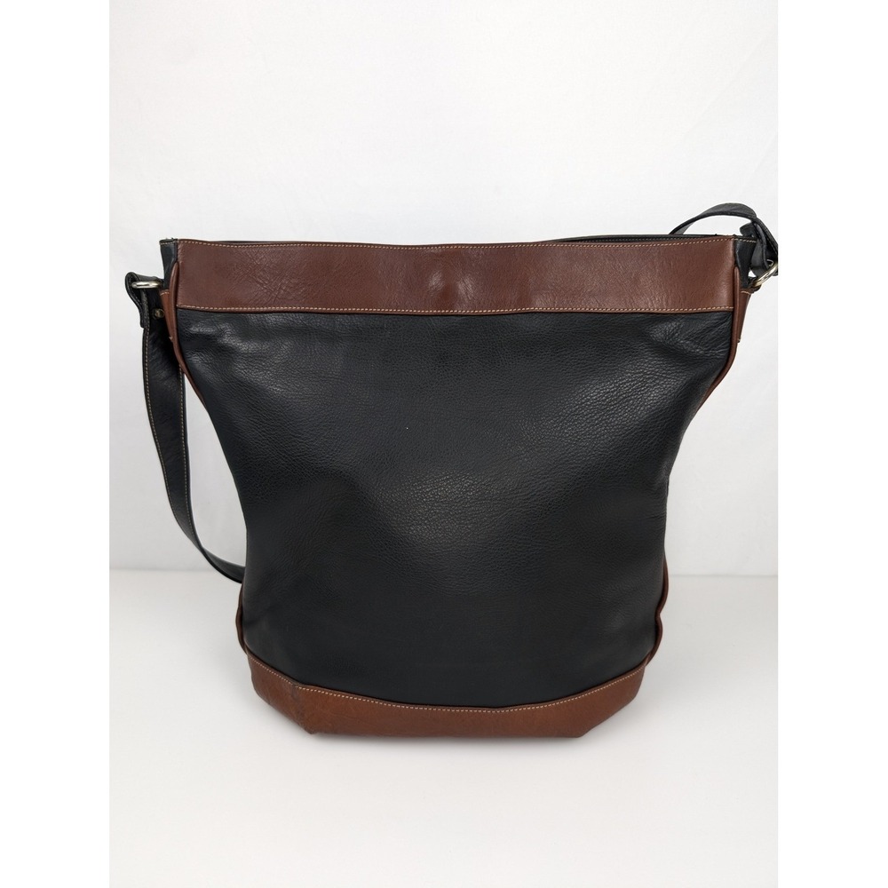 DG Monogram Leather Hobo Shoulder Bag Black Brown Two Tone Quiet Luxury Boho Y2K - Picture 5 of 12